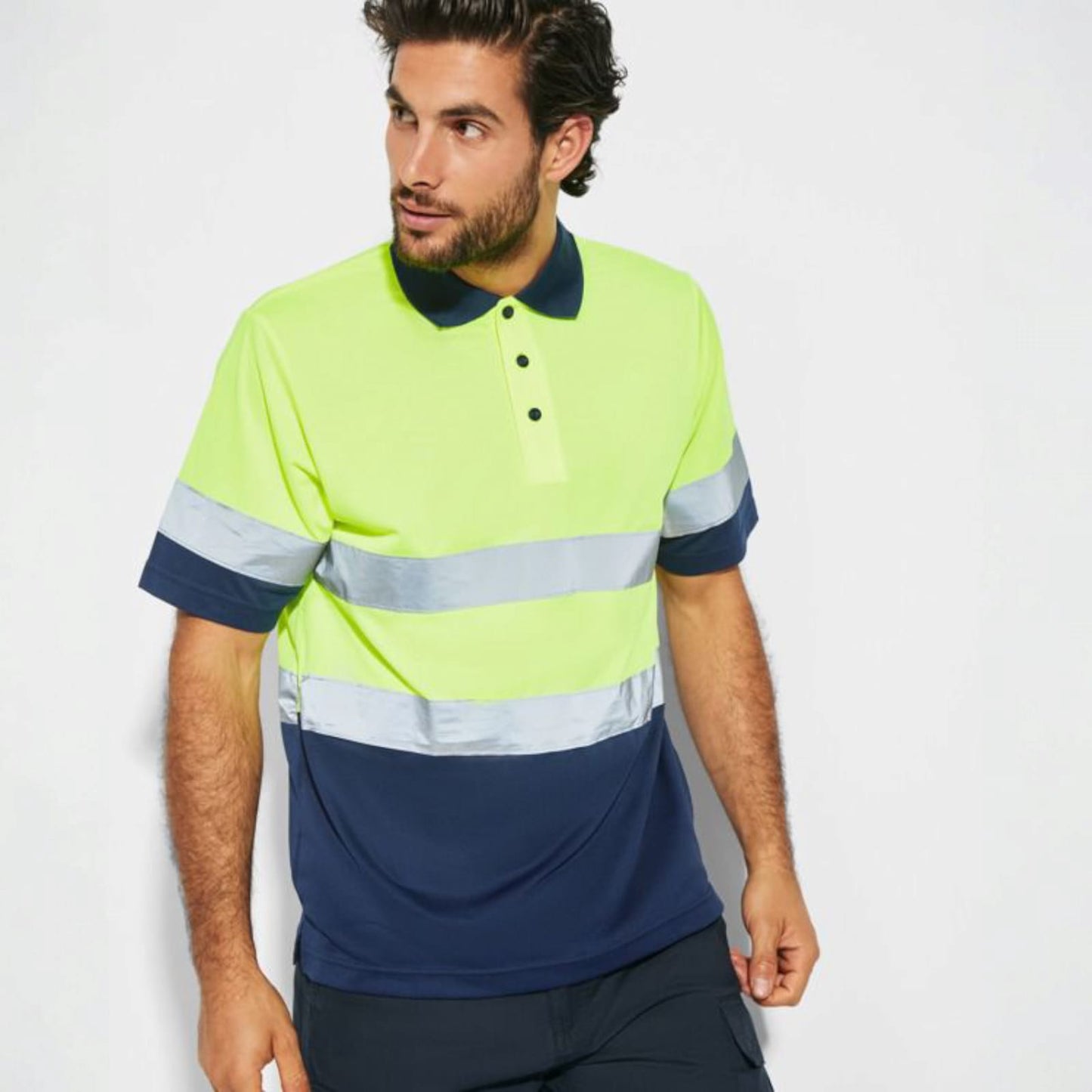 Tricou polo tehnic cu benzi reflectorizante