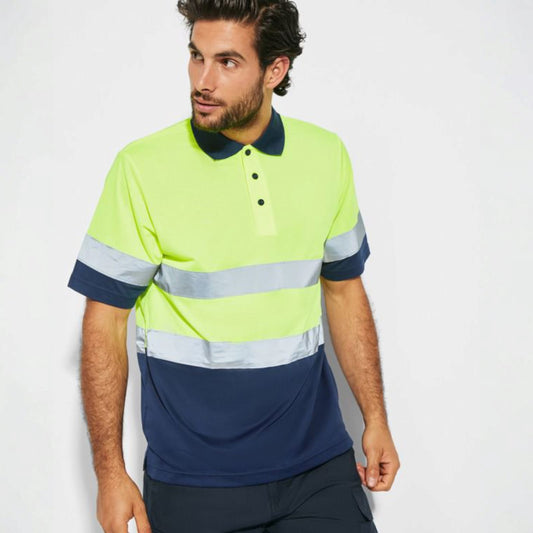 Tricou polo tehnic cu benzi reflectorizante