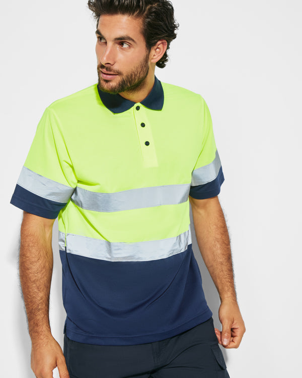 Tricou polo tehnic cu benzi reflectorizante