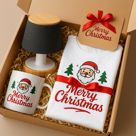 Set Cadou de Crăciun – Tricou, Cană și Lampă-Boxă Multifuncțională